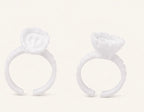 Bagues réglables pour colle à extensions de cils – Forme cœur, Blanc
