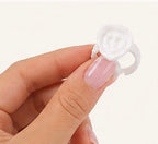Bagues réglables pour colle à extensions de cils – Forme cœur, Blanc